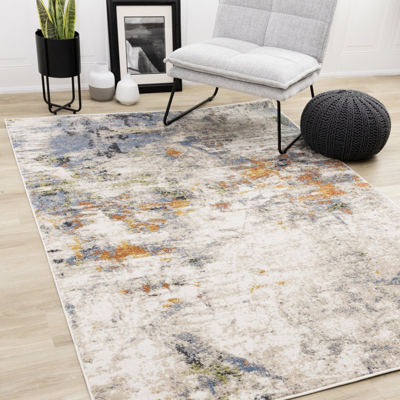 Tapis abstrait à poils courts Beaumys, Rectangle 5 pi 3 po x 7 pi 7 po