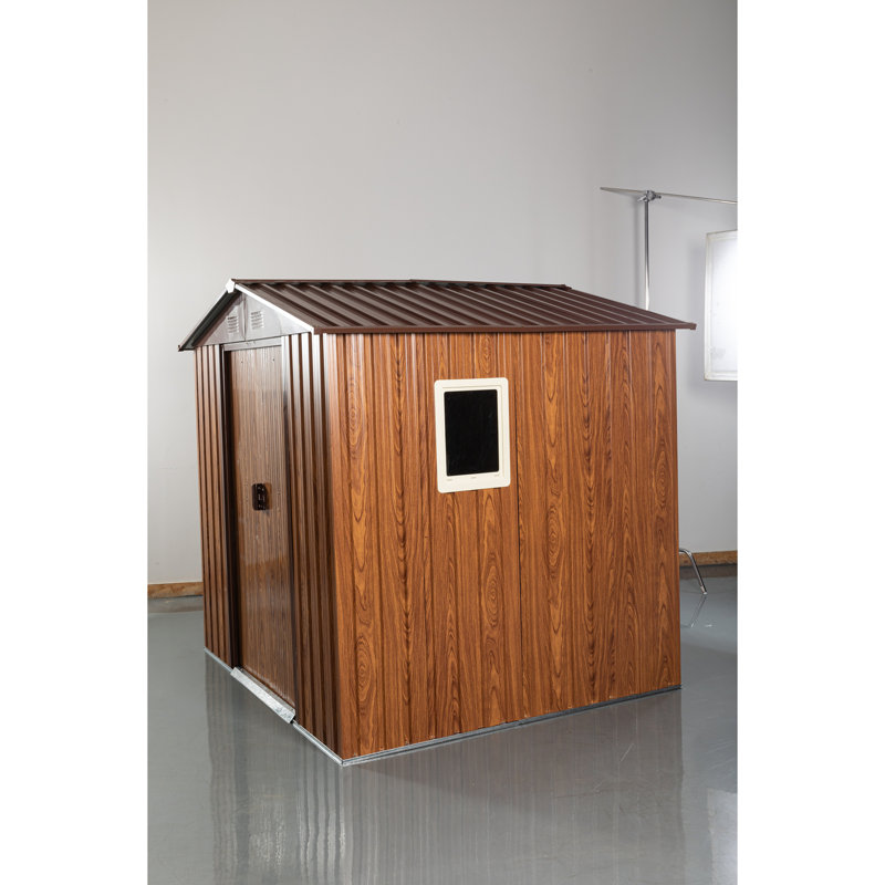 Metal Storage Shed, Coffee, 72.44" H x 72.44" W x 63.78" D