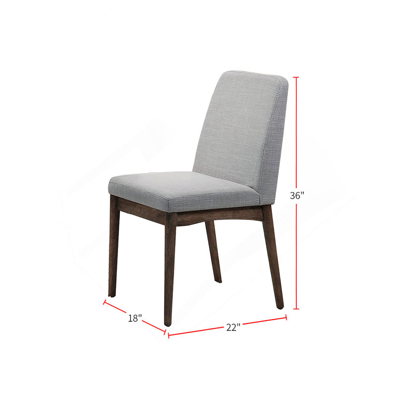 Chaise de salle à manger rembourrée en tissu gris, brun (ensemble de 2)
