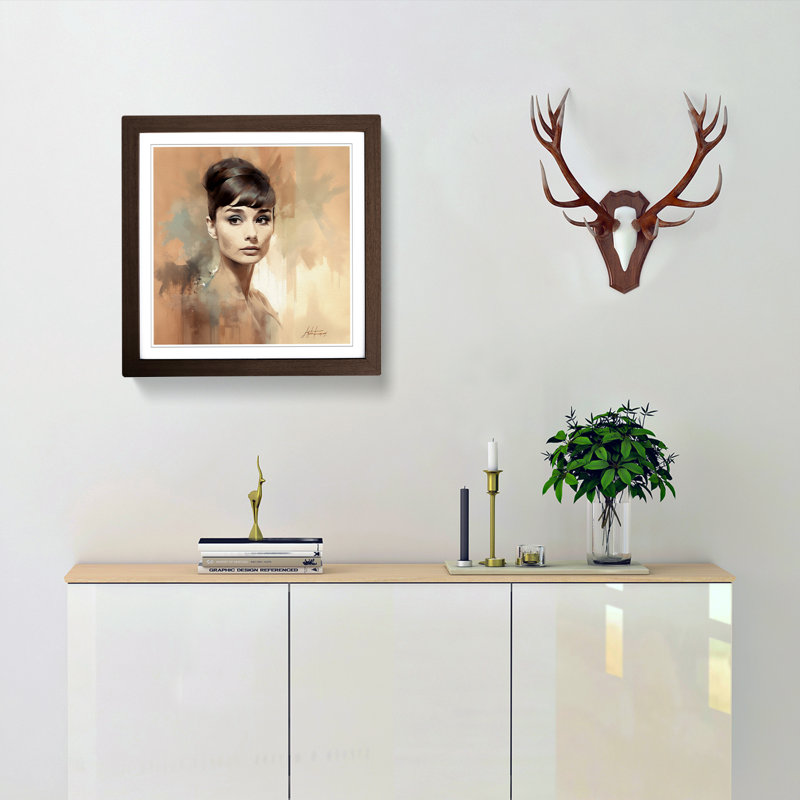 Audrey Hepburn Conceptual Art - Framed Print, Walnut