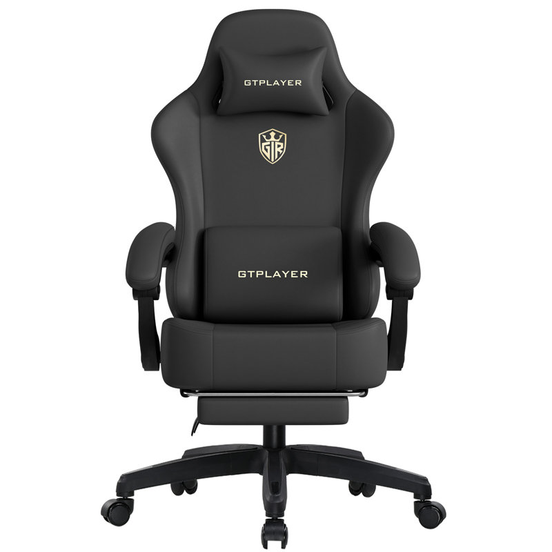 GTPLAYER GAMING CHAIR Adjustable Headrest and Adjustable Padded Armrests PC & Racing Game Chair, Black-Faux Leather