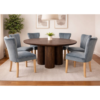 Ensemble de table de salle à manger 63 po avec 6 chaises bleu sarcelle Sullivan
