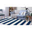 Tapis rayé bleu / blanc tissé à plat à la main Jonathon-89486412