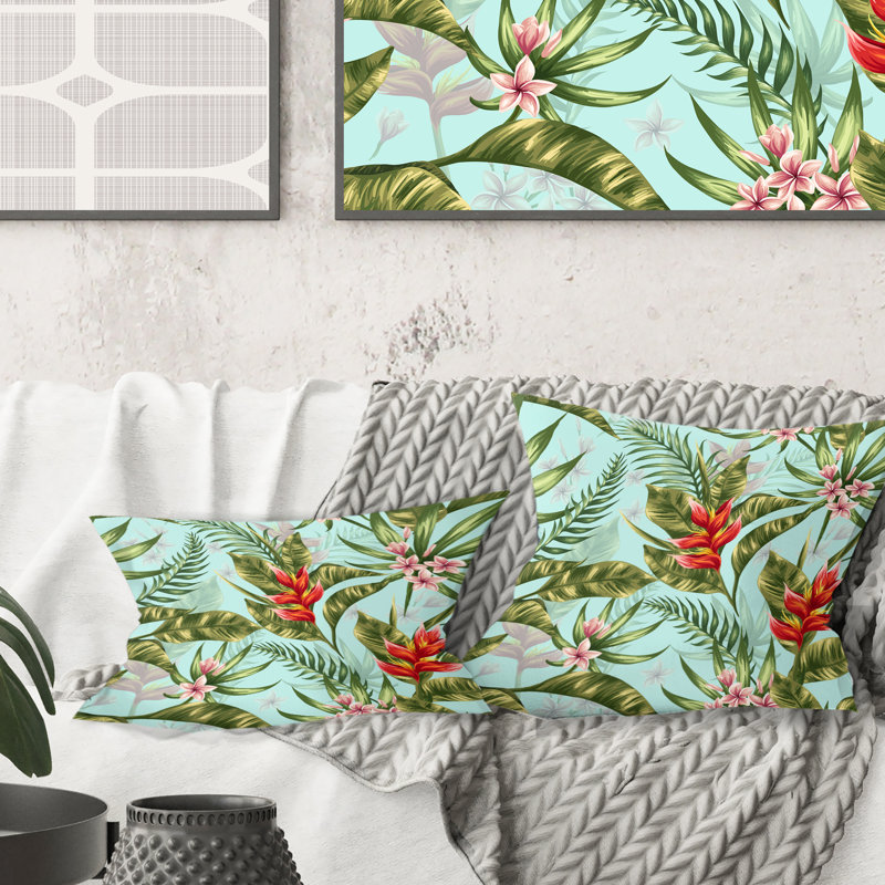 Coussin tropical imprimé tropical Mid-Century