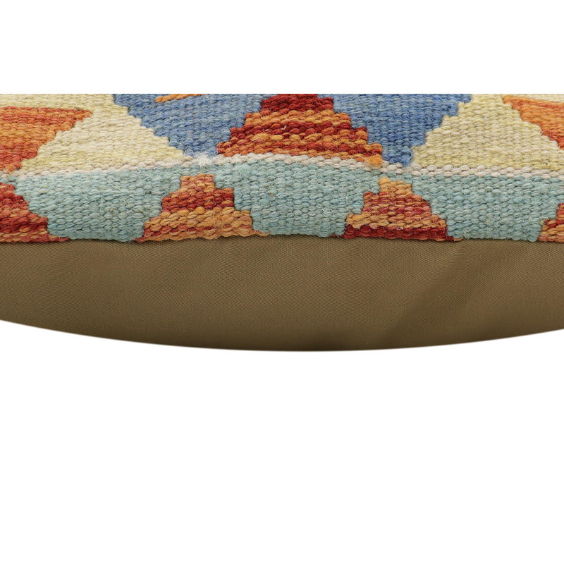 Coussin Tribim Estefana, H 18 po x l 19 po, Rouille / bleu / beige / jaune