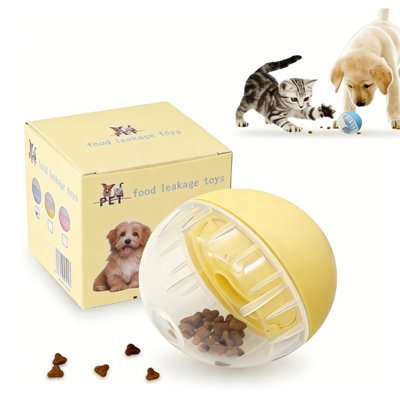 Interactive Dog Treat Puzzle Toy | Food Dispenser Ball 3.2" for Mental Stimulation, Anxiety & Boredom Relief,Yellow(Small/Medium Dogs)