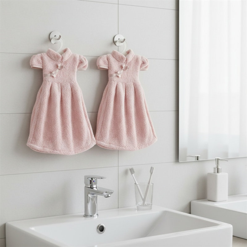 2Pcs Hand Towel Set (Set Of 2), Pink