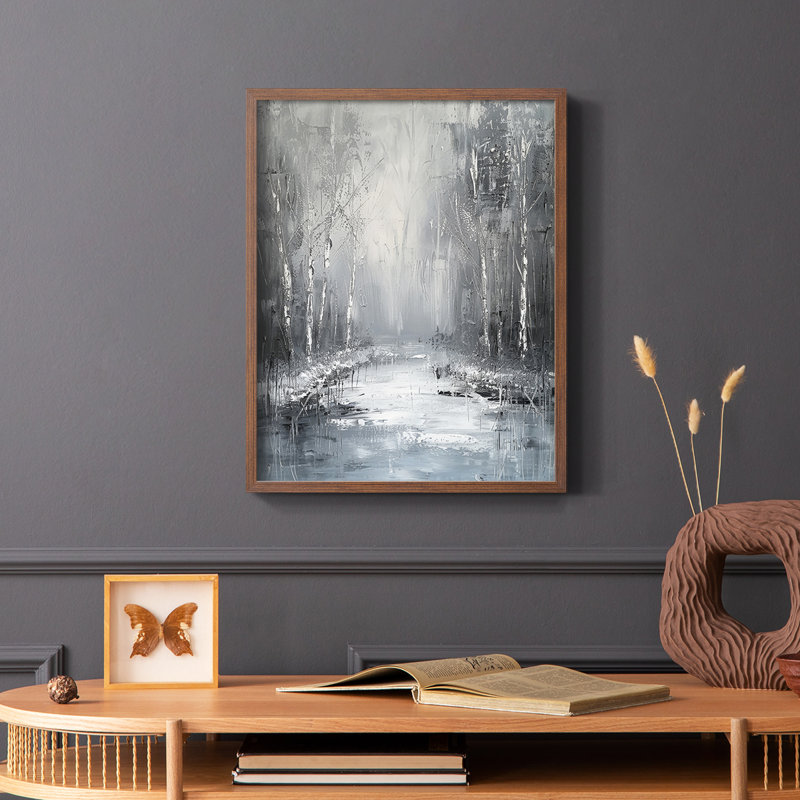 Paysages série Lxxxvii - reproduction encadrée de qualité supérieure - prêt à être accroché - aucun clou requis, Noyer