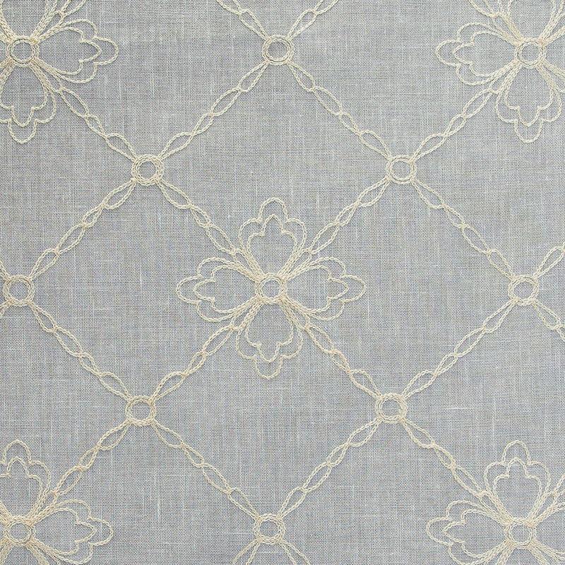 Adria Trellis Embroidered 100% Blackout Grommet Curtain Panel, Gray, 50" W x 84" L