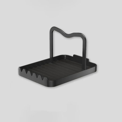 Black Anti-Rust Metal Multifunctional Spoon & Pot Lid Rest for Kitchen Stovetop Counter