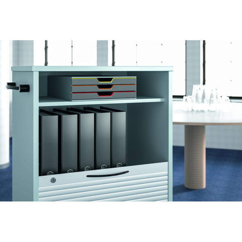 Durable VARICOLOR Desktop Organizer 3 Drawer Color Coded Modular Storage | Letter Size+