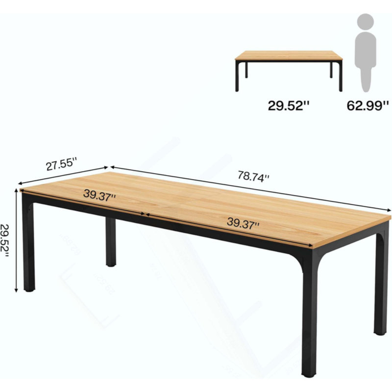 Bureau de direction rectangulaire, bureau, Naturel/noir