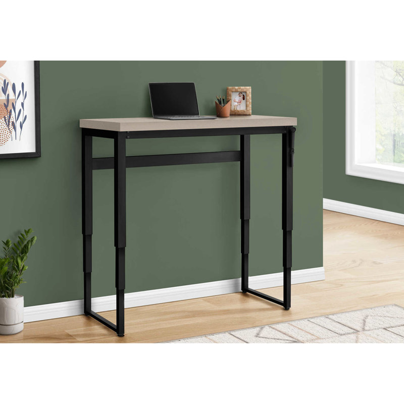 Table pour bureau à domicile, hauteur réglable, 48 po, stratifié beige avec métal noir, bureau d'ordinateur portable pour espace de travail, configuration compacte
