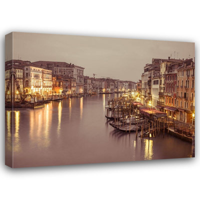 ArtDirect Frank, Assaf Gallery Wrapped Canvas Art Titled: The Grand canal at dusk, Venice, Italy, FTBR-1893