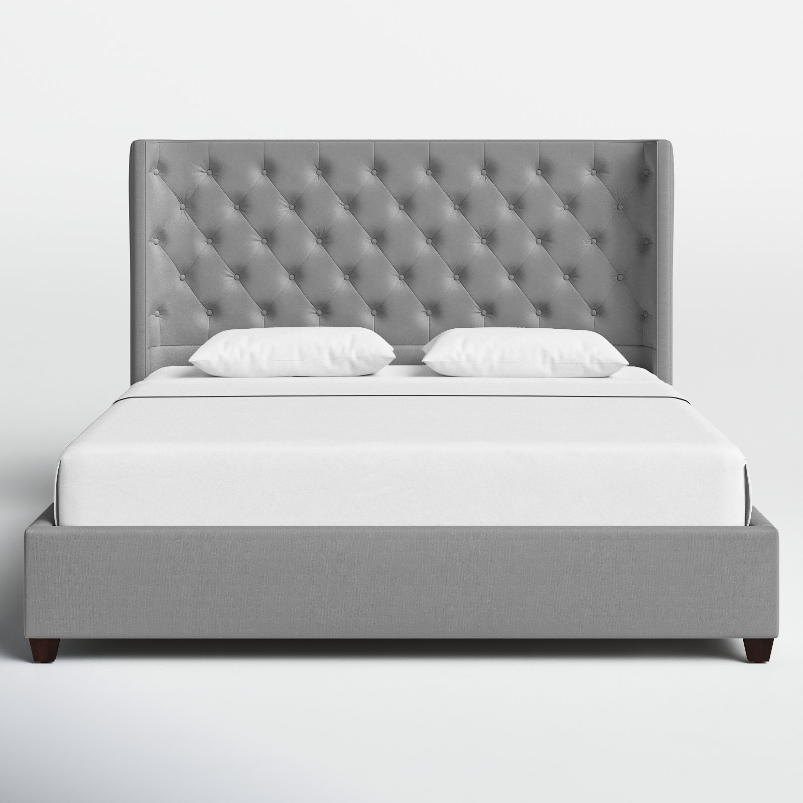 Naveen Upholstered Wingback Bed, Opal Gray Velvet