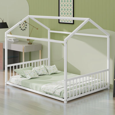 Easy Assemble Montessori Floor Bed in House Shape