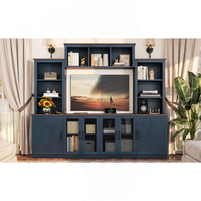 Meuble audio-vidéo mural avec station de charge et charge USB pour téléviseurs, meuble télé avec grand meuble de rangement, meuble télé moderne avec meuble télé avec armoires