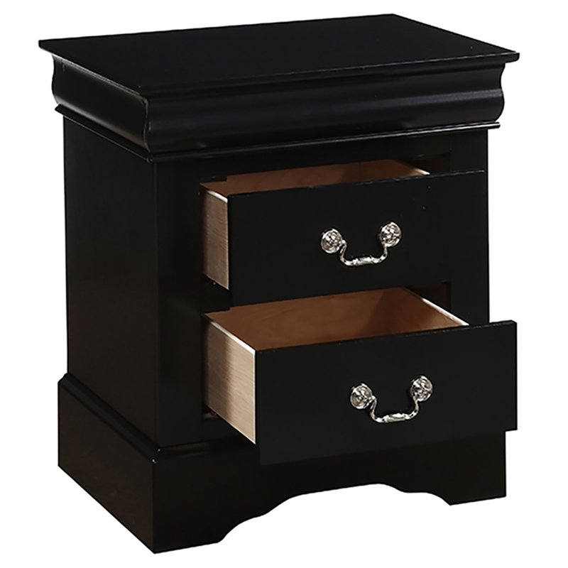 Black 2-Drawer Nightstand
