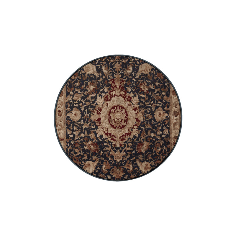 Tapis brun lavable à la machine, Rond 3 pi
