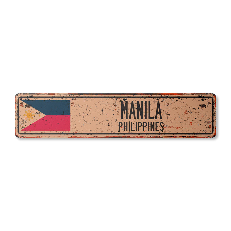 Plaque de rue Manille en aluminium 4 po x 18 po