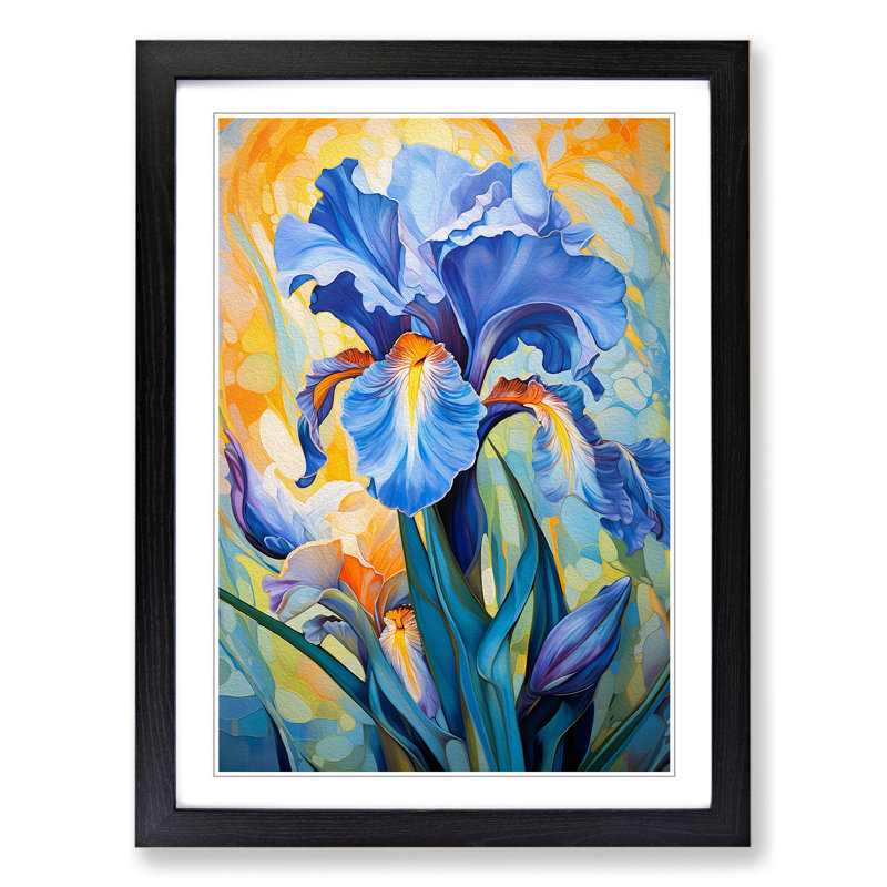 Iris Flower Dadaism No.2 - Single Picture Frame Print on Wood, Black Framed, 46cm H x 34cm W x 2cm D