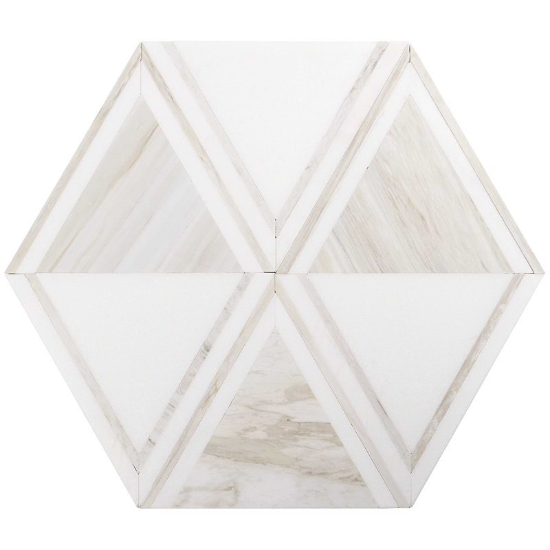 Geomarble Altair Thassos Sabbia Polished Marble Mosaic