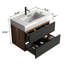 Meuble-lavabo mural moderne de 76 cm avec lavabo en quartz et tiroirs à fermeture amortie, lavabo monobloc, panneaux de qualité E1 offrant 20 % de rangement supplémentaire, montage facile, double fixation, côtés en bois blanc brillant