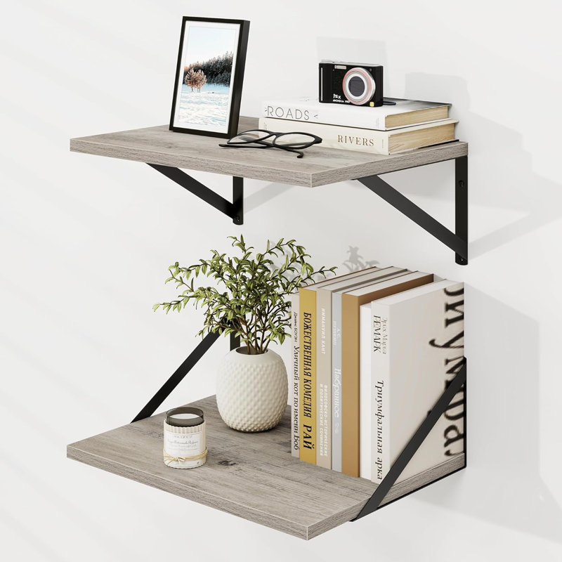 Deep Floating Shelves For Wall, Large Wood Wall Mounted Shelves Set Of 2, Extra Wide Storage For Living Room, Bedroom, Home Office, Bathroom