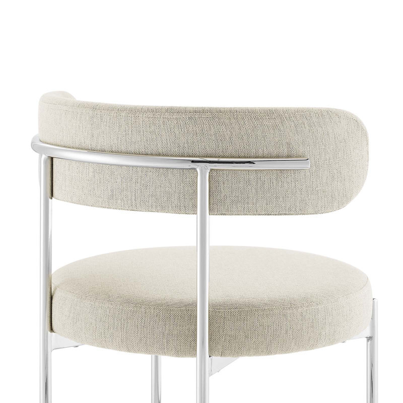 Modway Albie Fabric Dining Chairs, Beige, Silver