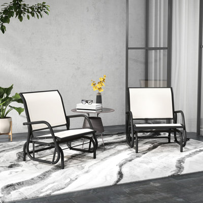 Fauteuil coulissant blanc crème 2, structure en métal avec tissu maillé respirant pour un moment extérieur rafraîchissant dans les jardins, la piscine, les arrière-cours, les balcons, les balançoires de 2, le jardin ventilé et confortable, la cour arrière,