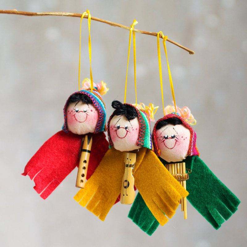 Ensemble d’ornement figurine suspendu à la main 3 pièces jolie musiciens