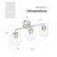 Éclairage pour meuble-lavabo de campagne 3 lumières 23 pouces, abat-jour globe en verre transparent, nickel brossé-2026366299-2026366297