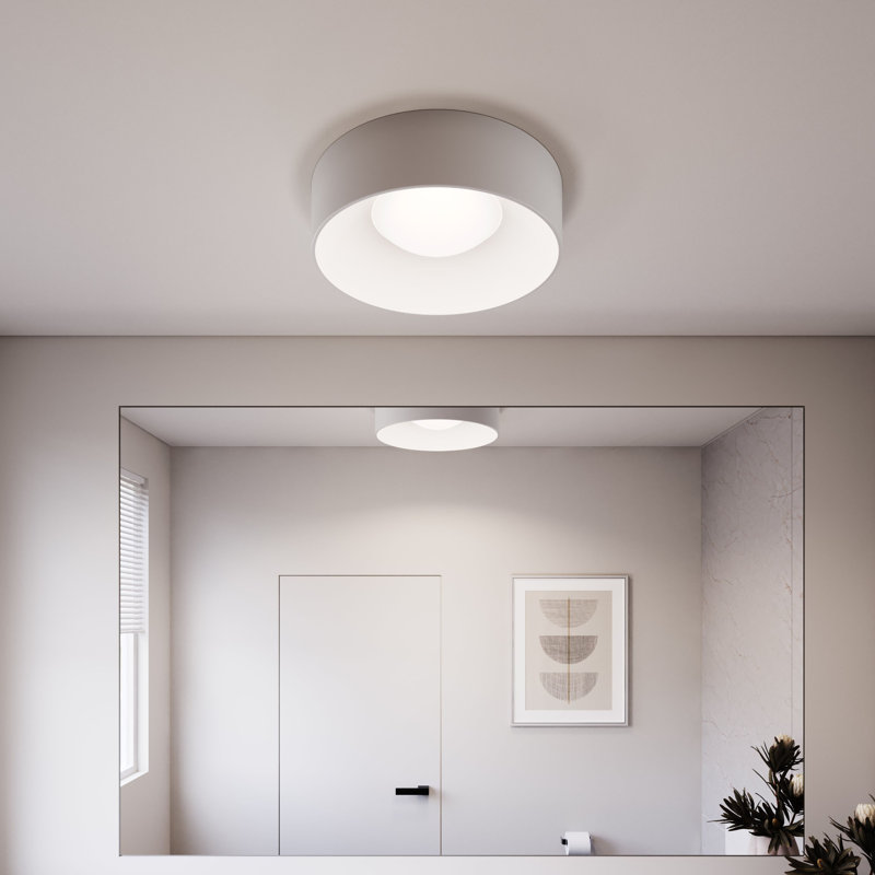 Plafonnier encastré 1 lumière DEL Ilios, Blanc satiné, H 5 po x l 18 po x P 18 po