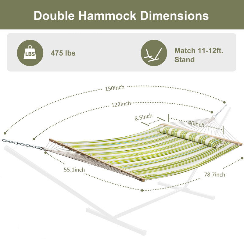 Hamac double classique Volkrad, Vert / rayures beiges