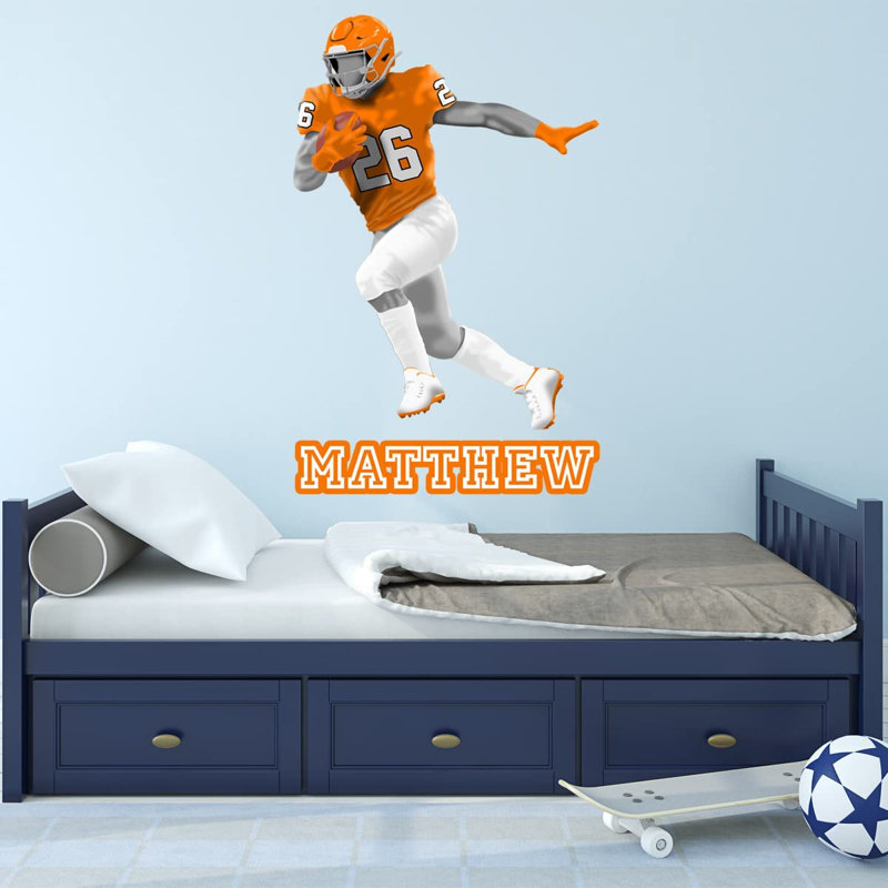 Adhésif décoratif footballeur, H 21 po x l 13 po, Orange, Oui