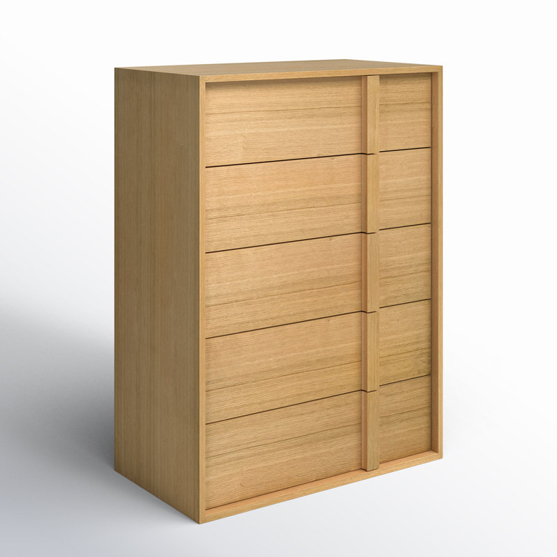 Alvarez 36" W Solid Wood 5-Drawer Dresser, Oak