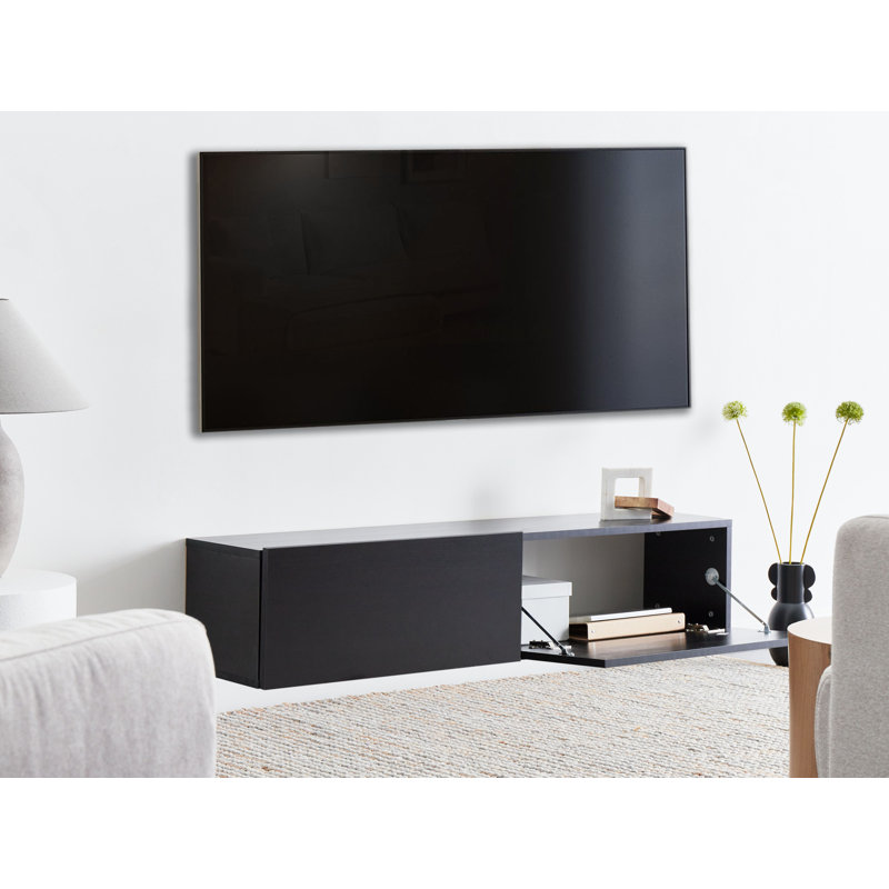 Wall Mounted TV Stand GLADSTONE, 30cm H x 140cm L x 40cm W, Black