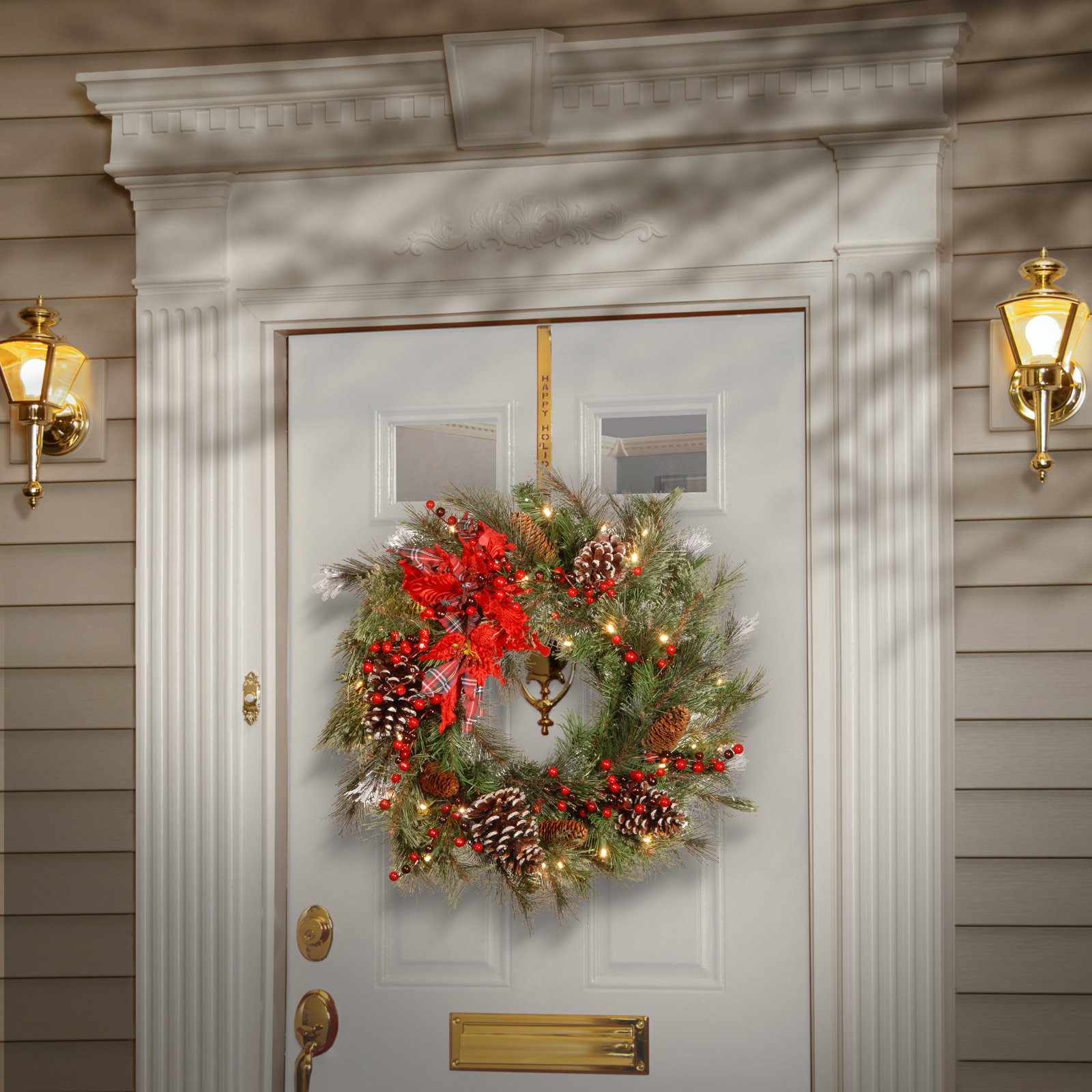 Pre-Lit Wreath, 24" H x 24" W x 6" D