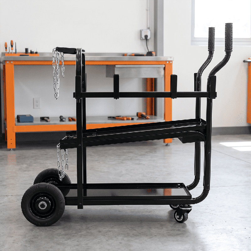 Chariot de soudage portable avec tablettes à deux niveaux - optimisé pour les coupeurs MIG, TIG et plasma, Noir