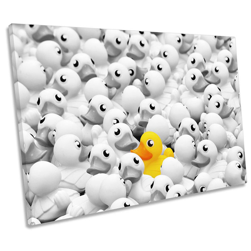 Yellow Rubber Duck Bathroom - Wrapped Canvas Print, 81.3cm H x 121.9cm W x 4cm D