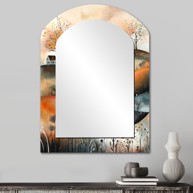 Earth Tones Minimalisme Explosion Landscape II - Miroir mural orange moderne, 34 po x 25 po