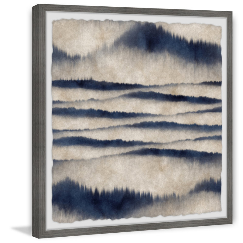 Blueprint Mountain - Single Picture Frame Painting, 41cm H x 41cm W x 3.81cm D