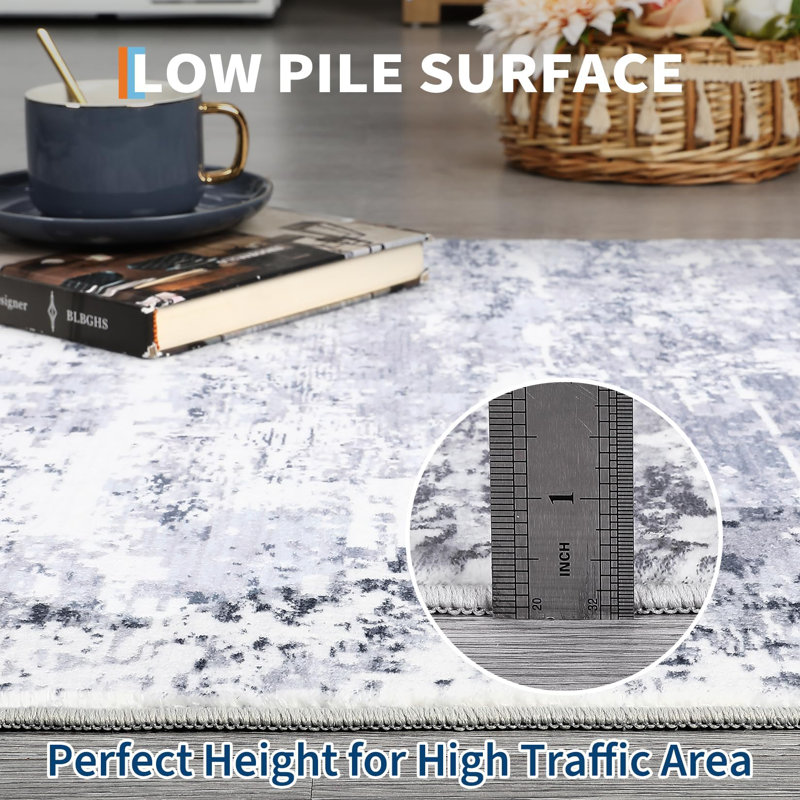 Rectangle Abstract Area Rug, Gray, Rectangle 80 x 150 cm