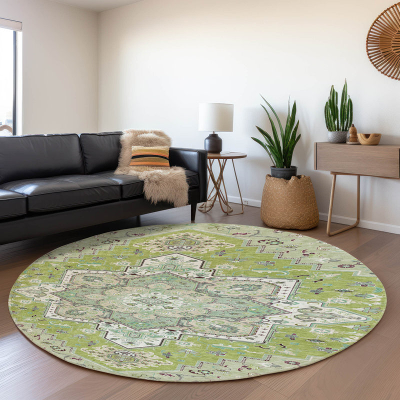 Premium Machine Washable Cossette AMF1036 Oriental Rug, Round 8'