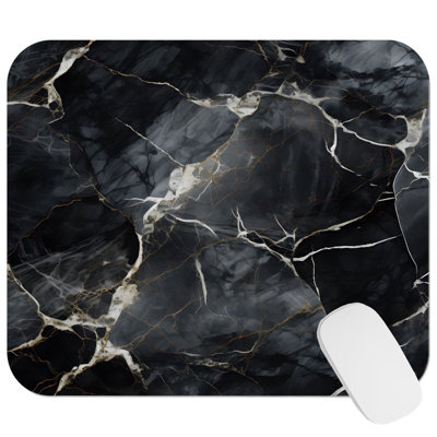 Abstract Black Marble Geode Symphony I Modern Gaming Cute Office Laptop Desk Pad Gift Mat Square Rectangle Non-Slip Mousepad