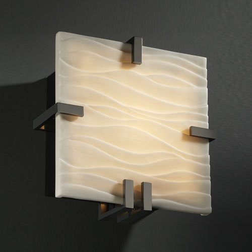 Applique murale 1 lumière Porcelina clips, Vagues, Nickel brossé