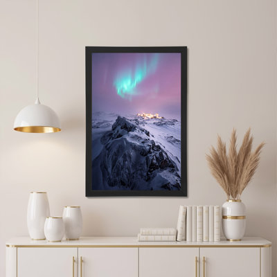 Art mural sur toile mauve et vert Aurora Borealis