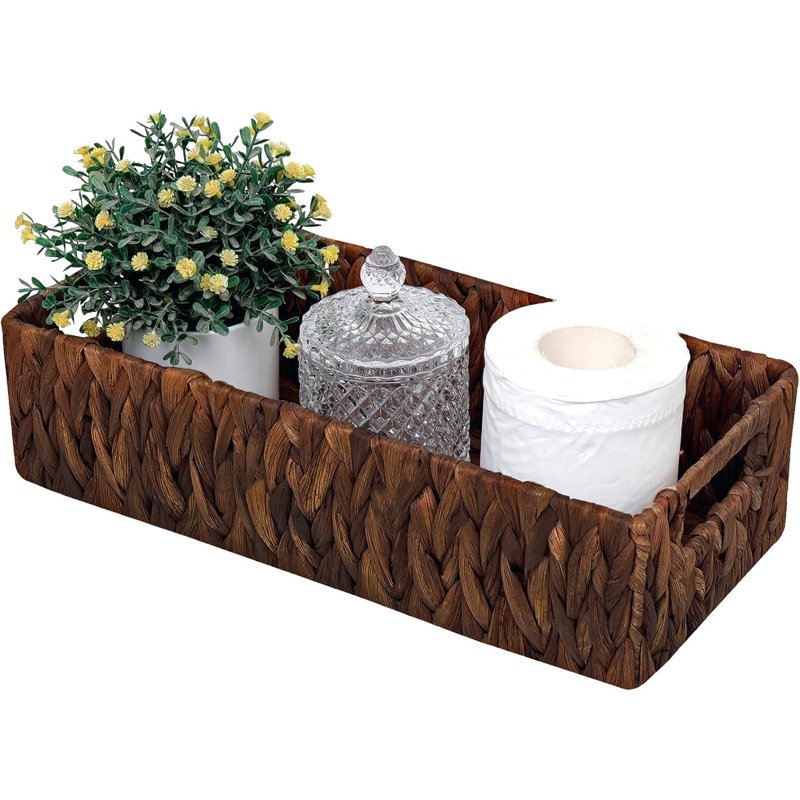 Handwoven Wicker Storage Basket-Hyacinth Material,Toilet Paper Holders With Handles,Storage Baskets For Organizing Living Room,Bedroom,Closet
