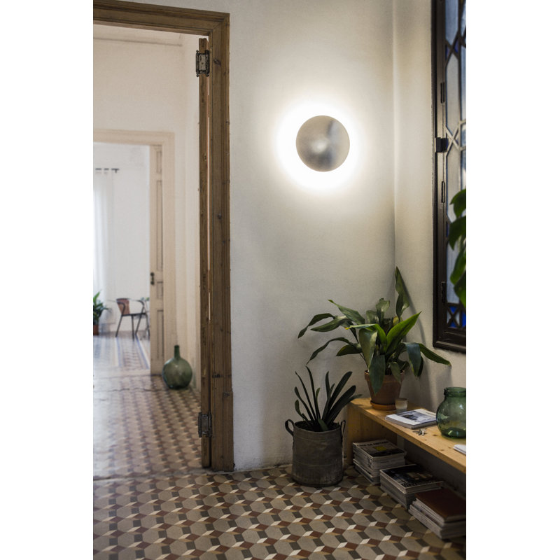 Nickel LED Wallchiere, 13.7"W x 13.7"H x 5.7"D