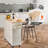 Kitchen Island Cart With Solid Wood Top, 45.3" Width Mobile Carts With Storage Cabinet, Rolling Kitchen Table With Spice Rack, Towel Rack, Drop Leaf And Drawer, Portable Islands On Wheels, White